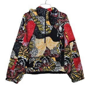 Free People Wildflower Retro Combo Fleece 1/2 Zip Pullover Jacket Medium New